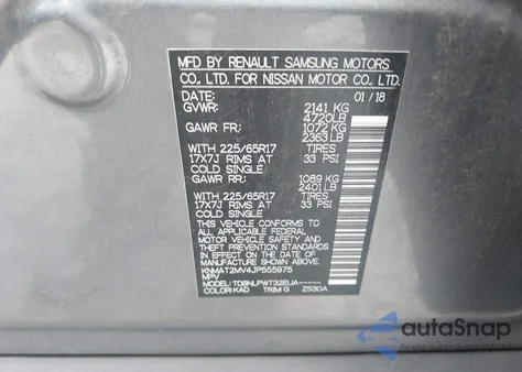 2018 Nissan Rogue S z USA, uszkodzony, nr VIN KNMAT2MV4JP555975